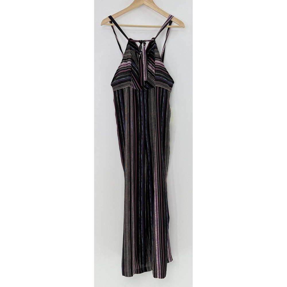 NWT‎ Live To Be Spoiled Striped Halter Wide Leg Jumpsuit Sz M Maxi Lounge Boho